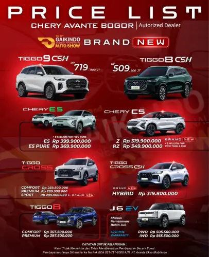 Pricelist Harga Chery salembaraya 2025